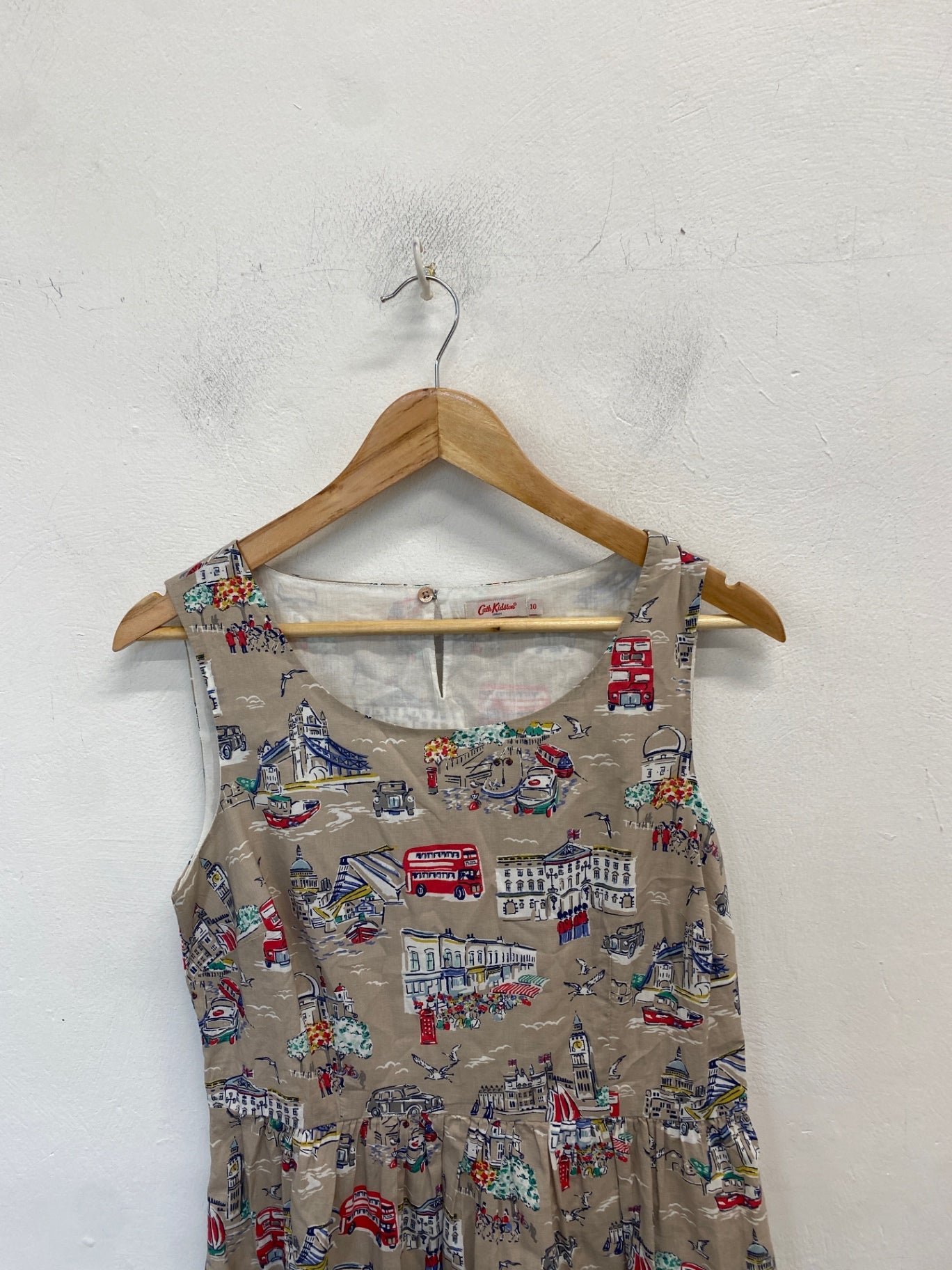 Fabulous Cath Kidston Dress UK 10 Beige midi summer WLH01