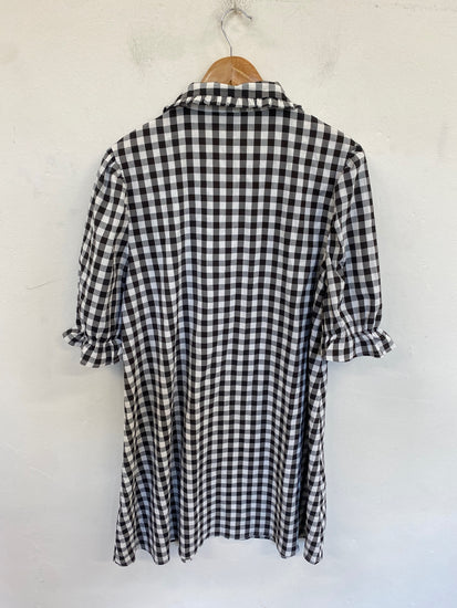 Fabulous QED London Dress UK 16 Black and White Checkered LB001
