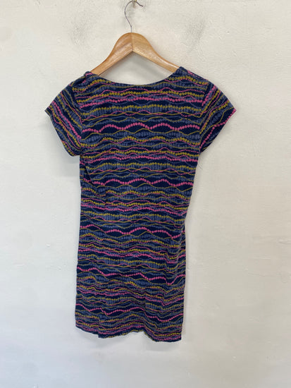 Fabulous Mistral Dress UK 10 Navy Blue with Multicolor Patterns WLH01