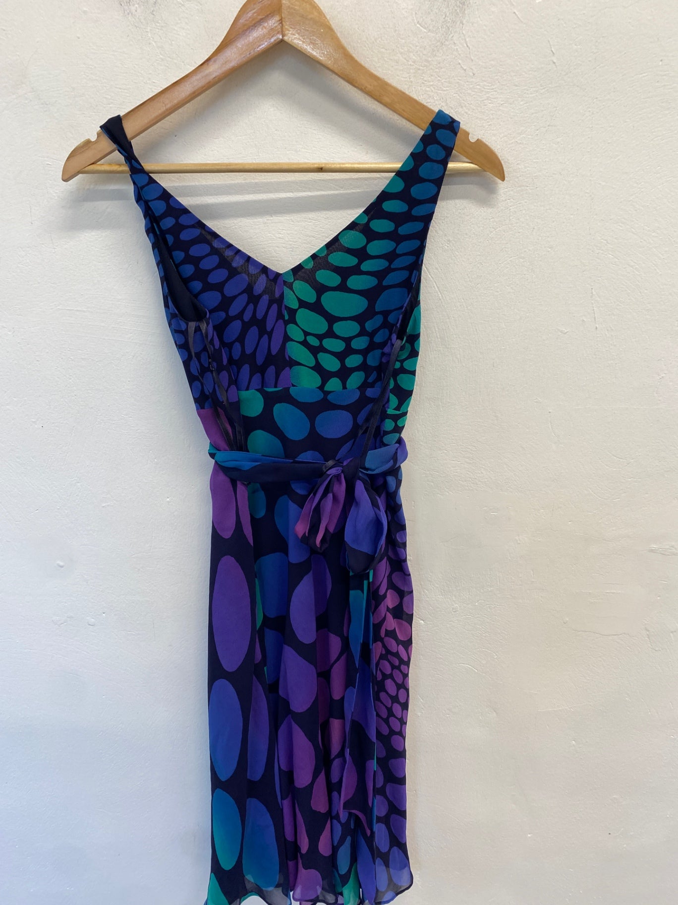 Fabulous Hobbs Dress UK 8 Purple and Blue spotted midi WLH01