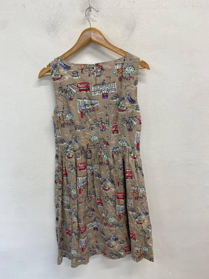 Fabulous Cath Kidston Dress UK 10 Beige midi summer WLH01