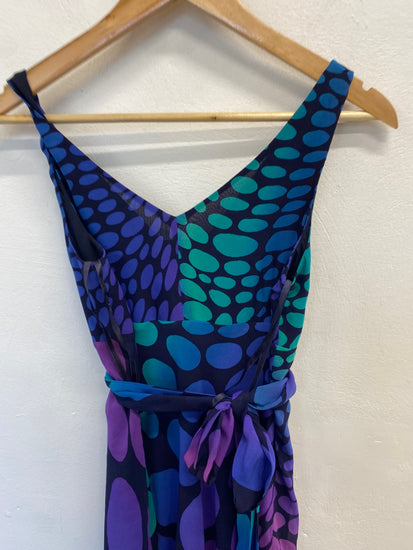 Fabulous Hobbs Dress UK 8 Purple and Blue spotted midi WLH01