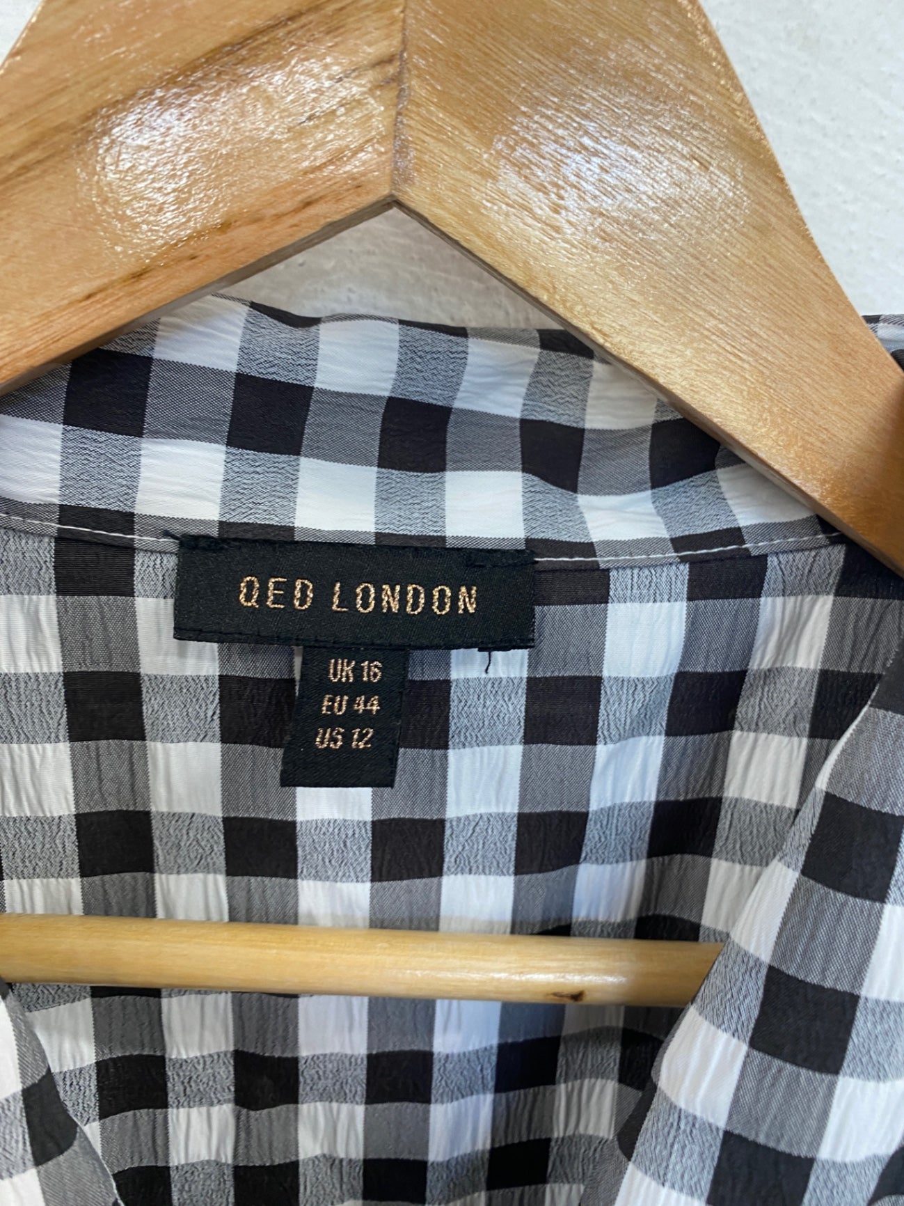 Fabulous QED London Dress UK 16 Black and White Checkered LB001