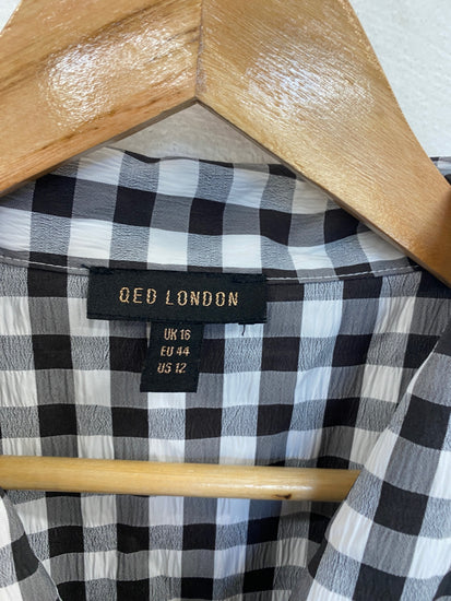 Fabulous QED London Dress UK 16 Black and White Checkered LB001