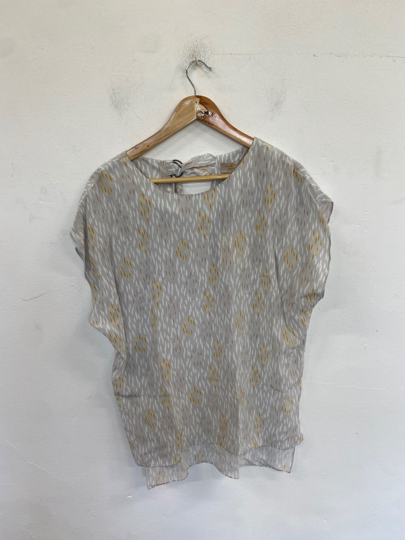 Fabulous Modern Rarity Blouse UK 8 Gray with Yellow Patterns WLH01
