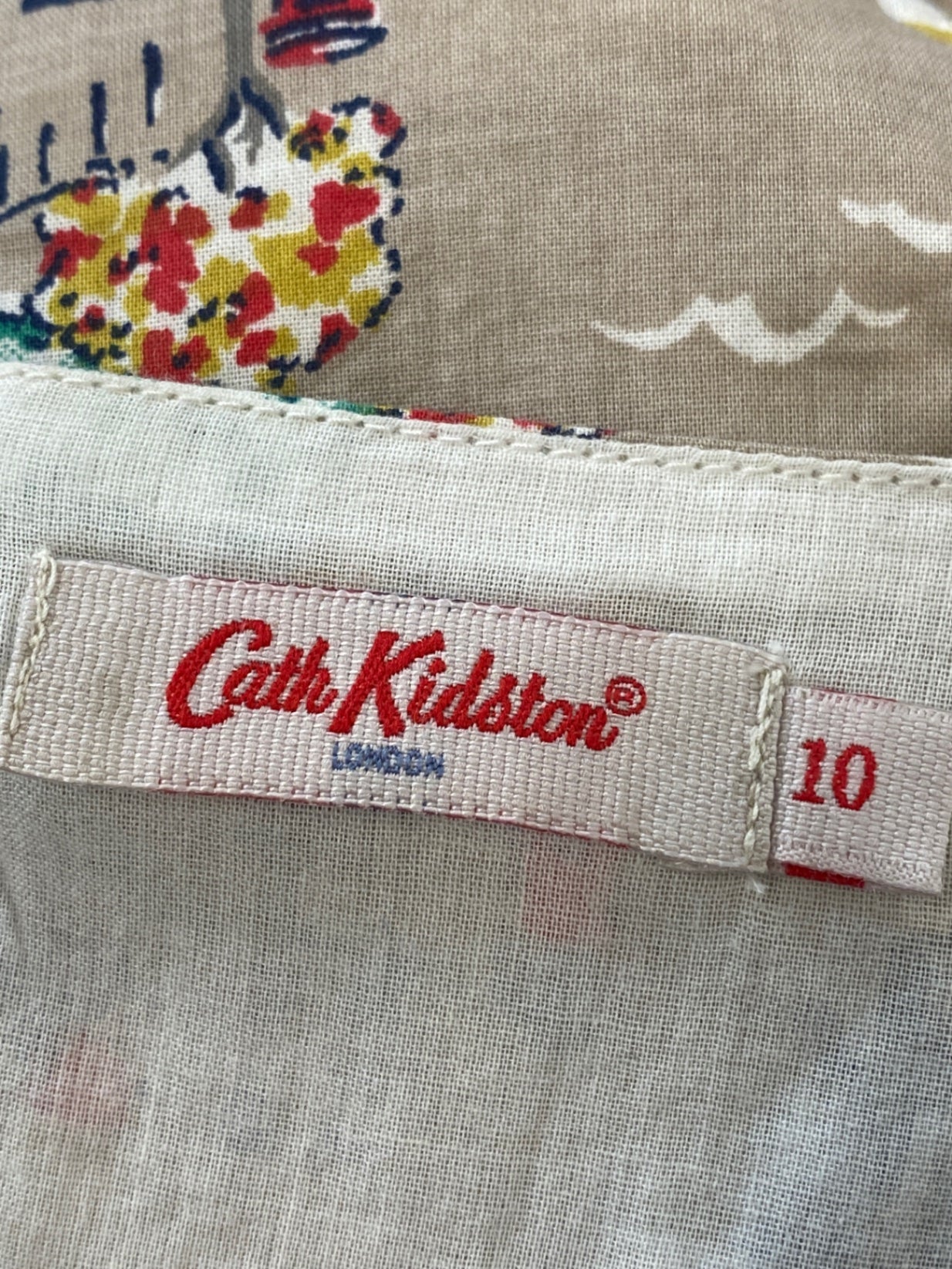 Fabulous Cath Kidston Dress UK 10 Beige midi summer WLH01