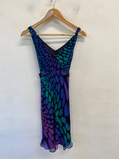 Fabulous Hobbs Dress UK 8 Purple and Blue spotted midi WLH01