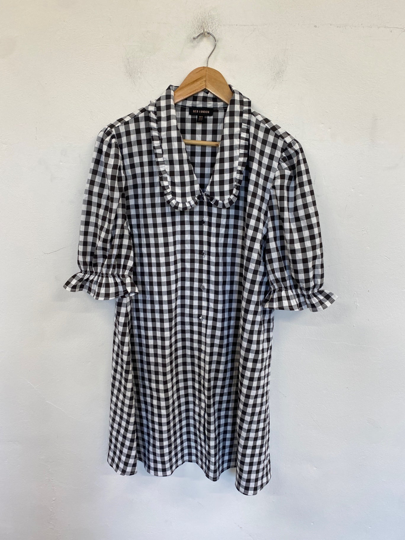 Fabulous QED London Dress UK 16 Black and White Checkered LB001