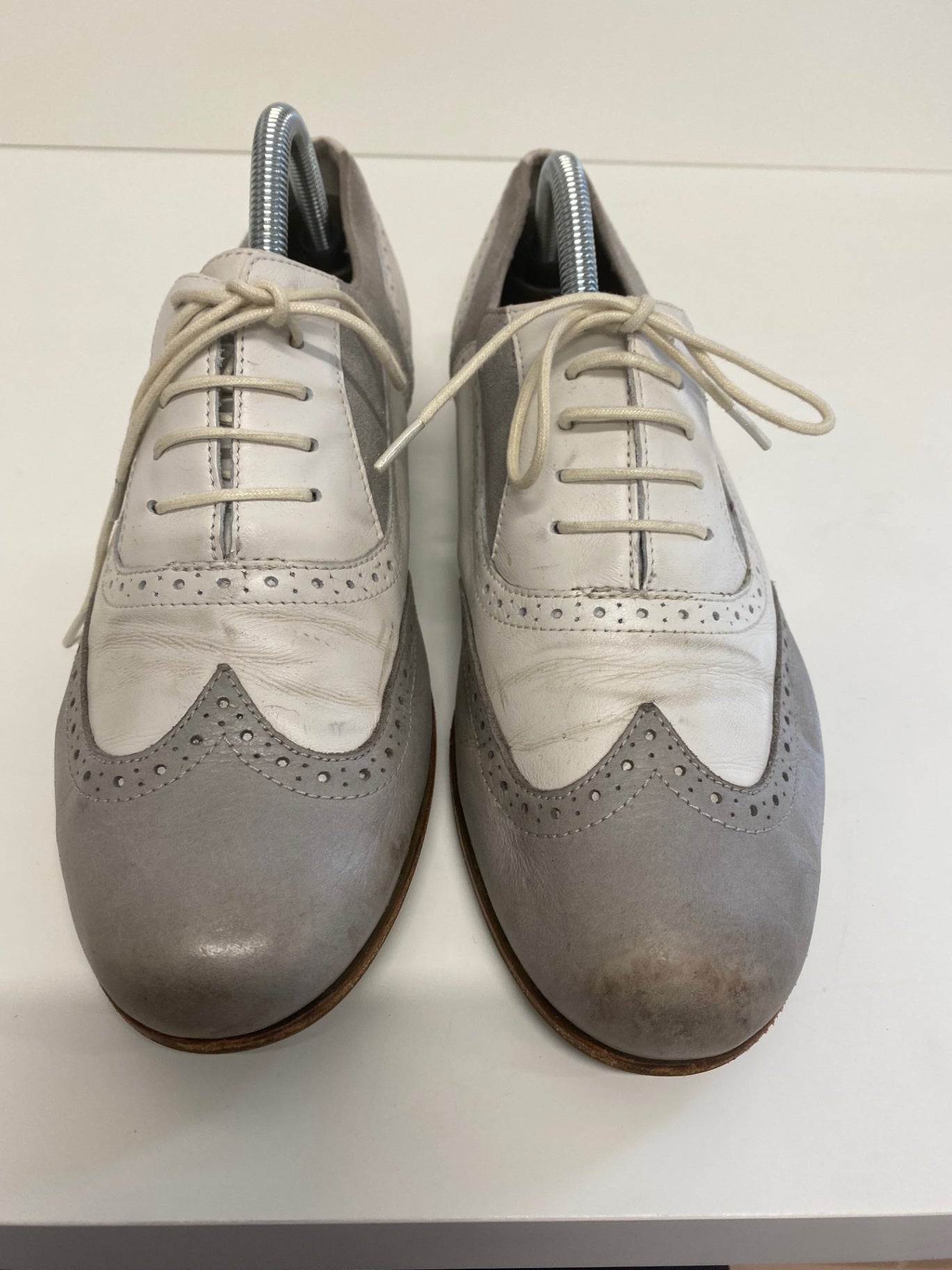 Fabulous Next Softwear leather Brogue UK 8 D Grey and White Glitter LK006
