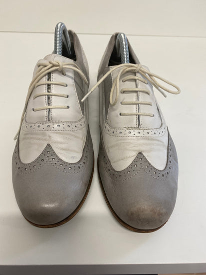 Fabulous Next Softwear leather Brogue UK 8 D Grey and White Glitter LK006