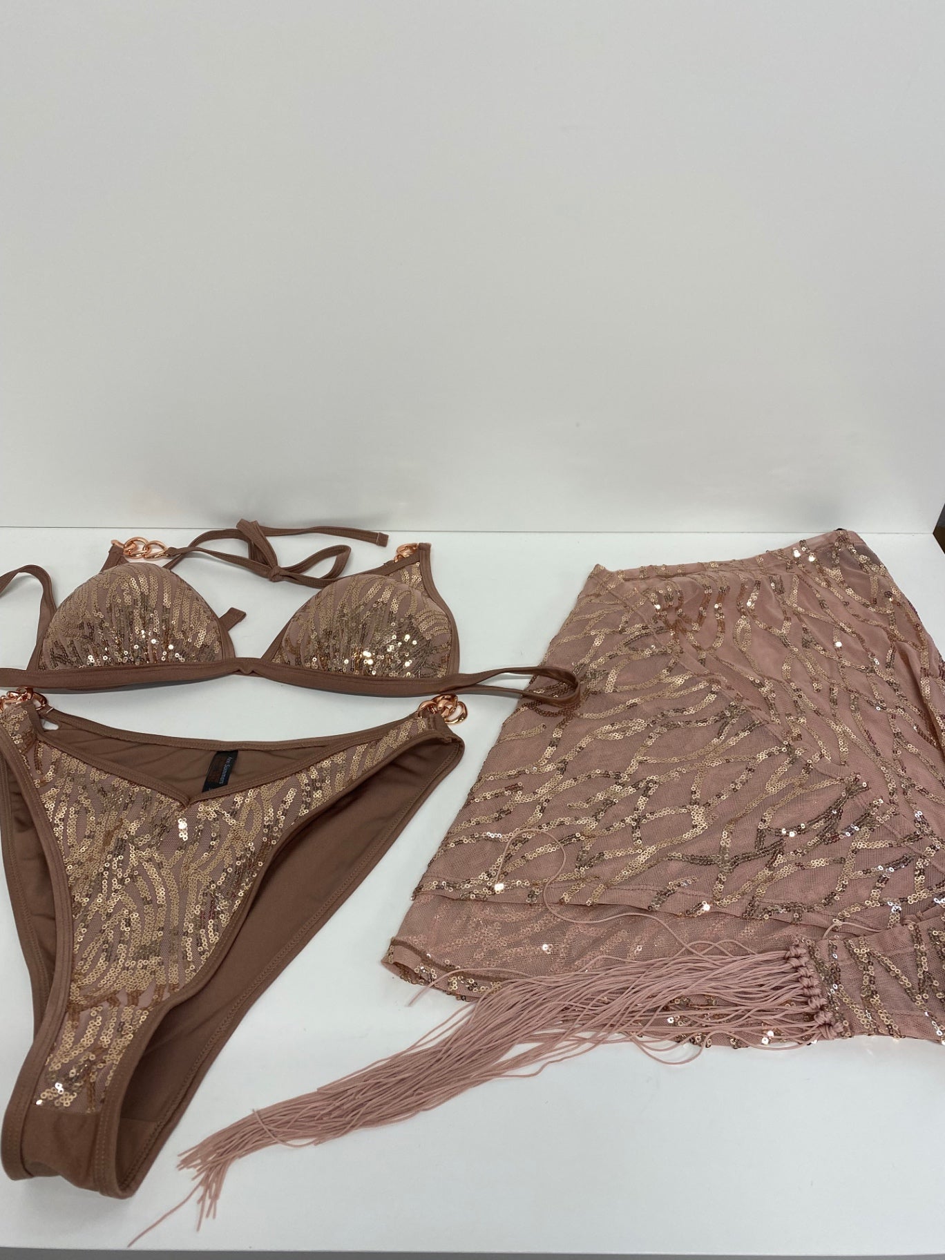 Gorgeous Ann Summers Swimsuit set UK 10/12 Brown/gold Inc sarong RG020