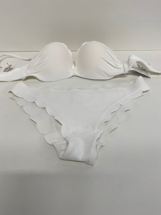 Gorgeous H&M Bikini uk8 White Cup 32C scallop edge RG020