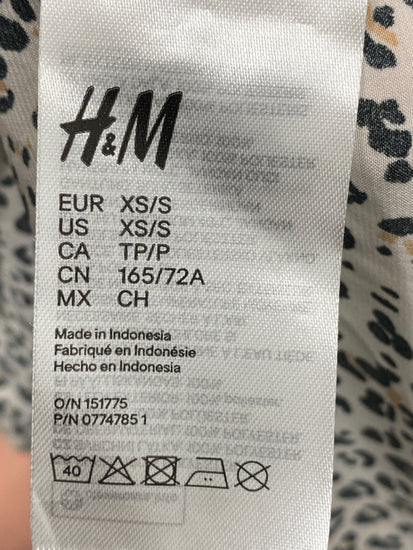 Gorgeous H&M Skirt Uk xs Beige with black leopard wrap tie boho western RG020