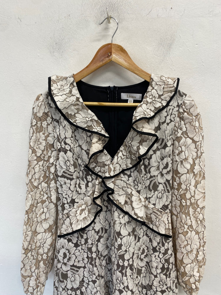 Fabulous Liena Dress Uk 12 Beige with black details RG020