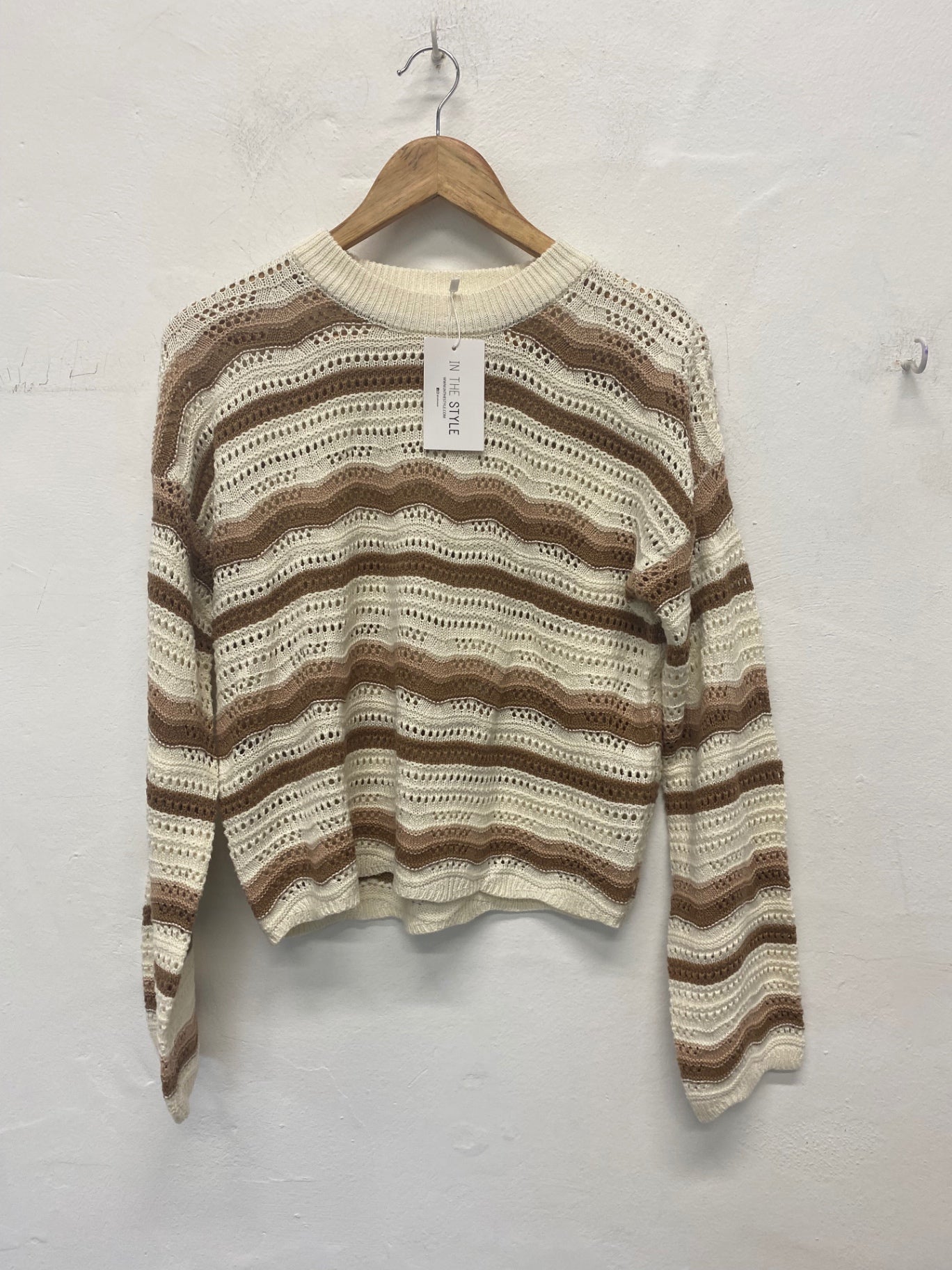 Fabulous IN THE STYLE crochet boho Sweater 10/12 Beige, Brown, Cream RG020