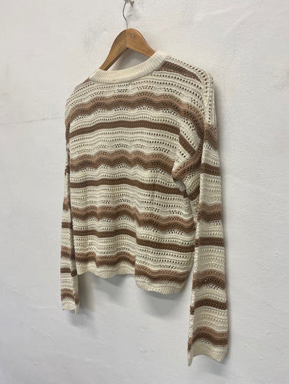 Fabulous IN THE STYLE crochet boho Sweater 10/12 Beige, Brown, Cream RG020
