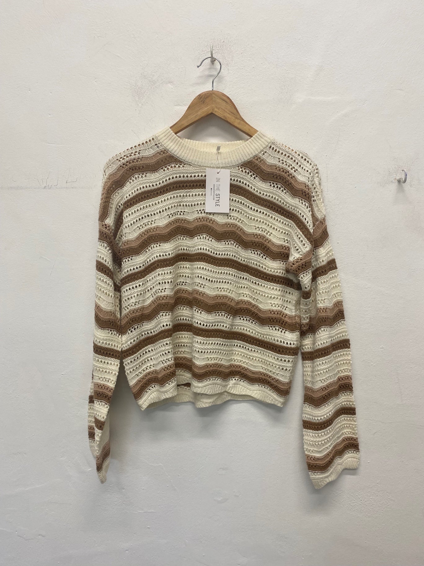 Fabulous IN THE STYLE crochet boho Sweater 10/12 Beige, Brown, Cream RG020