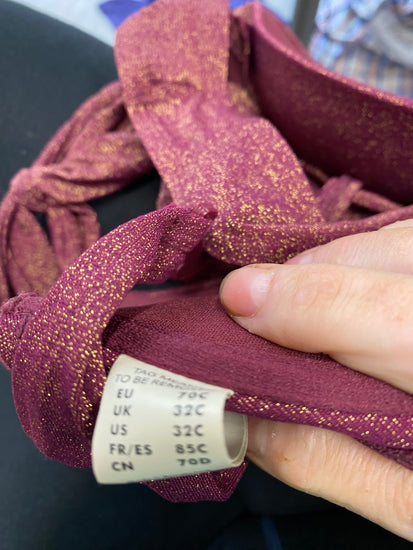 Gorgeous Hop Yun Bikini Uk 12 Burgundy with gold shimmer RG020