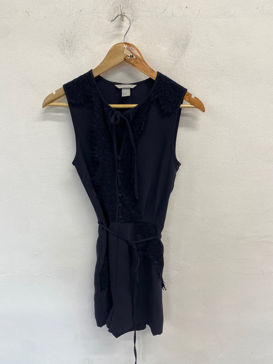 Gorgeous H&M Playsuit UK 8 Navy lace boho summery RG020