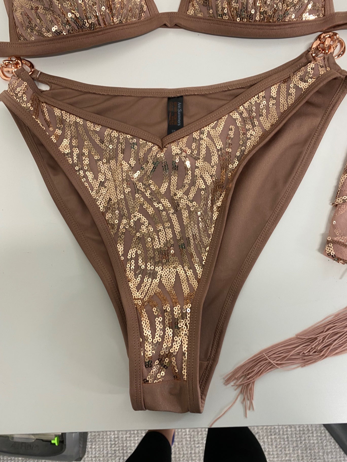 Gorgeous Ann Summers Swimsuit set UK 10/12 Brown/gold Inc sarong RG020