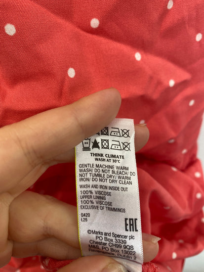 Marks and Spencer Boho Chic Midi Dress UK 8 Red & White Polkadot RG020
