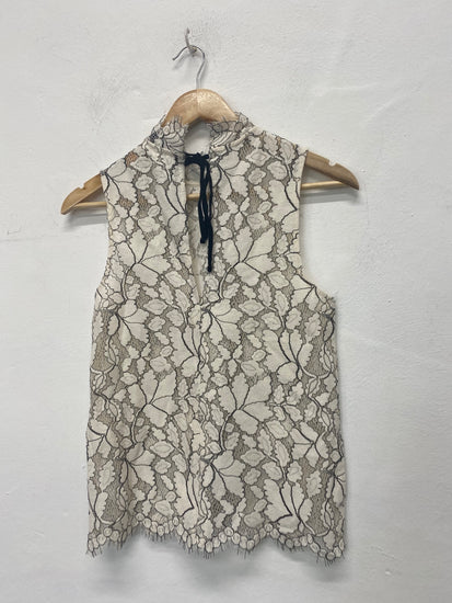 Fabulous H&M Sleeveless lace top Uk6 Ivory & black RG020