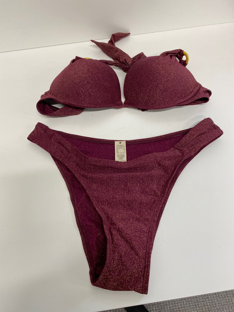 Gorgeous Hop Yun Bikini Uk 12 Burgundy with gold shimmer RG020