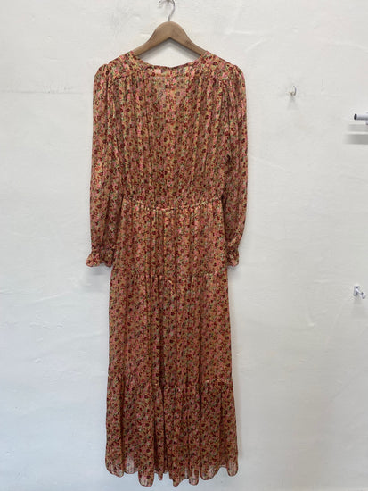 Fabulous Jeff Gallano Maxi Dress UK 12 Red and Green Floral RG020