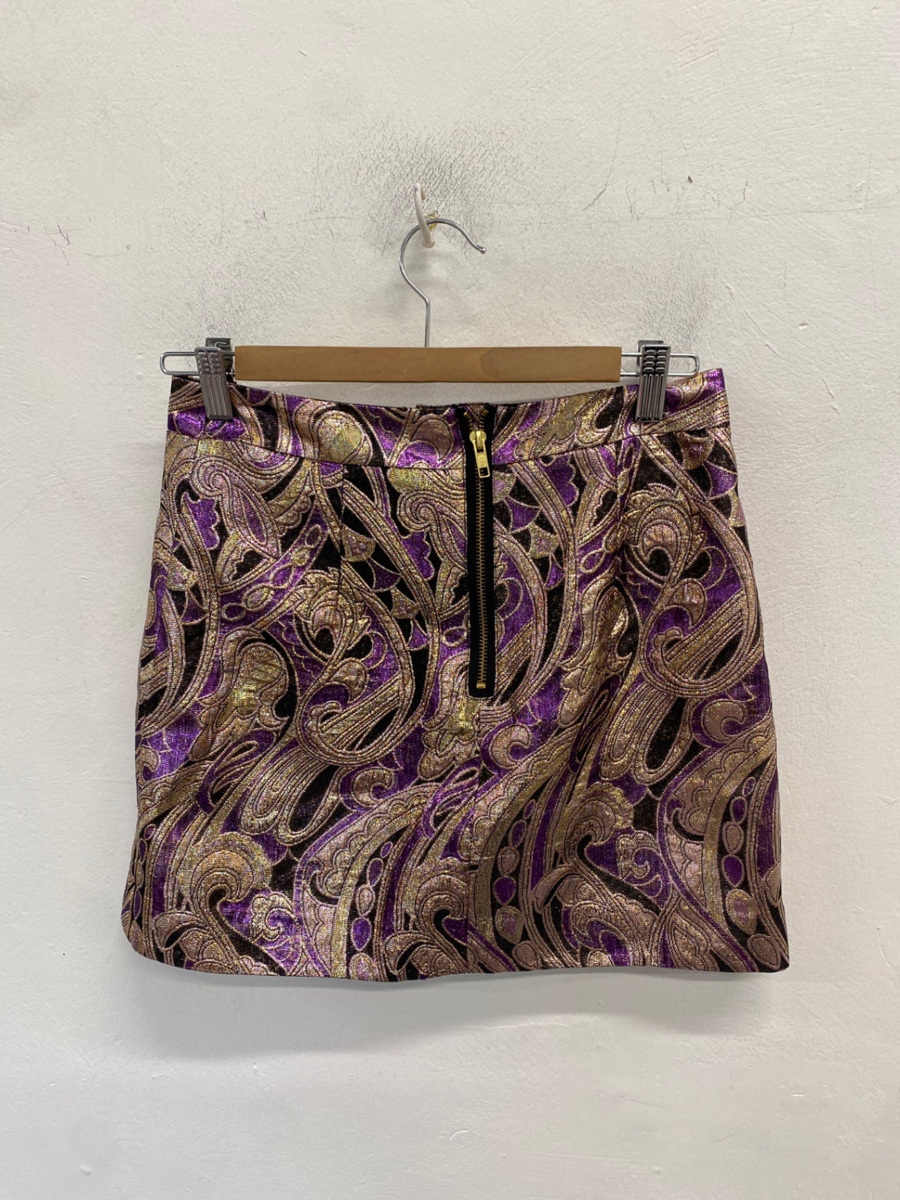 Gorgeous H&M Skirt UK 8 Purple and Gold pattern mini RG020