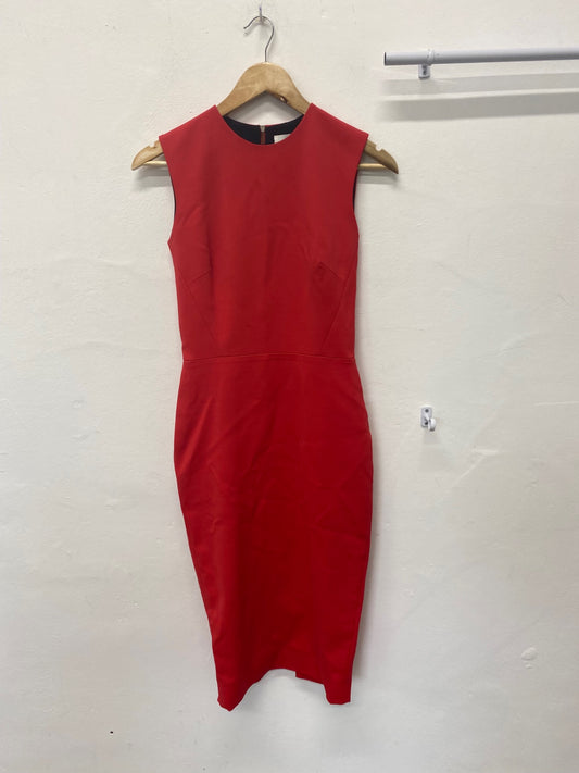 Fabulous Victoria Beckham wiggle Pencil Dress UK 8 Red RG020