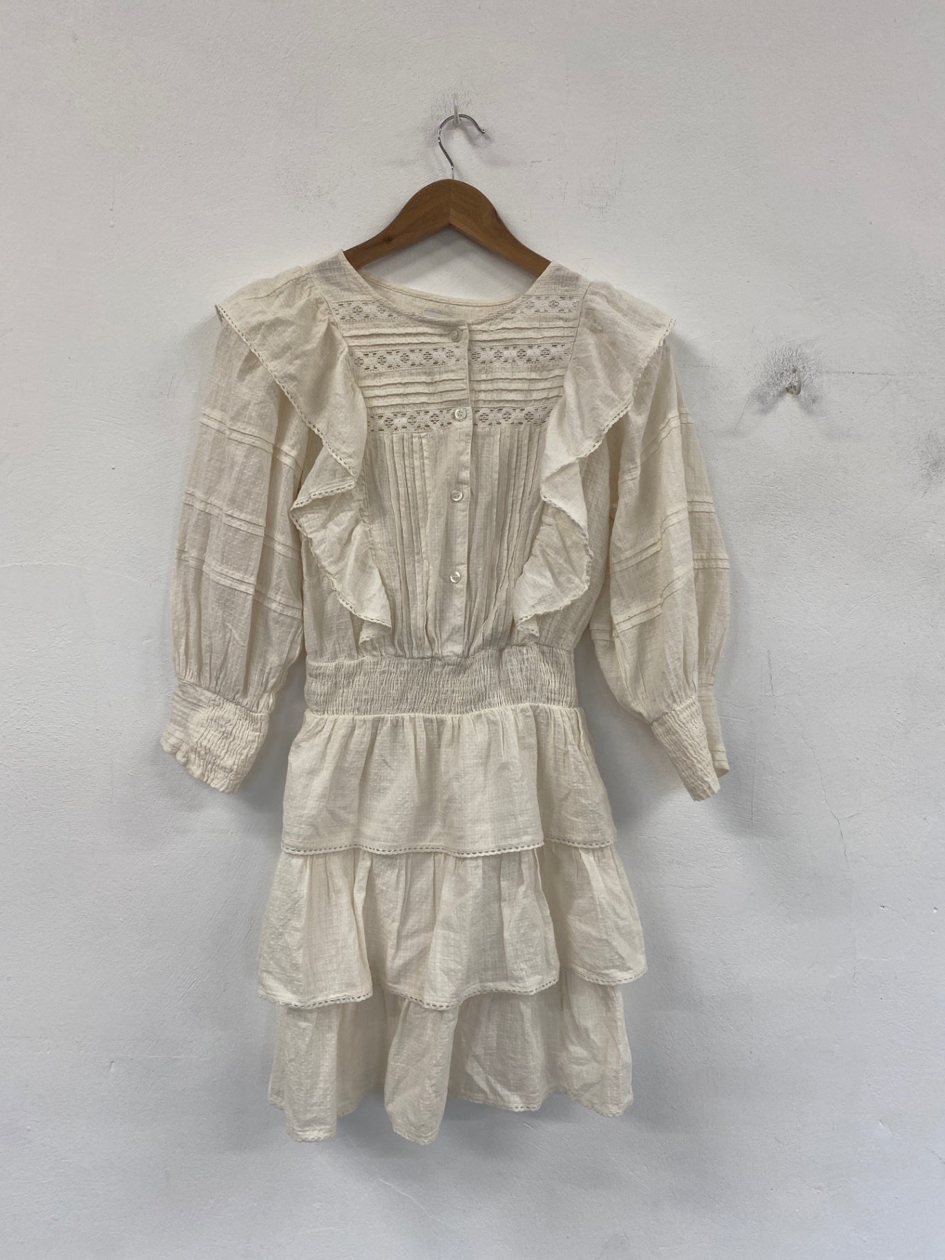 Boho Chic River Island Mini Dress Uk 6 Cream Lace RG020