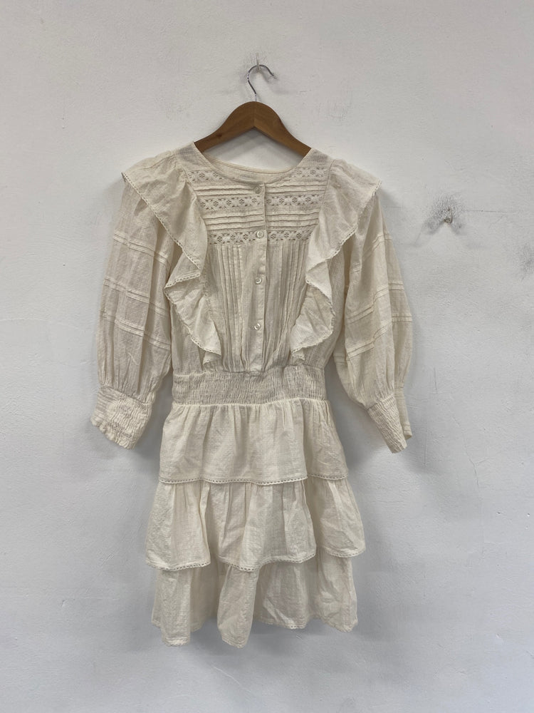 Boho Chic River Island Mini Dress Uk 6 Cream Lace RG020