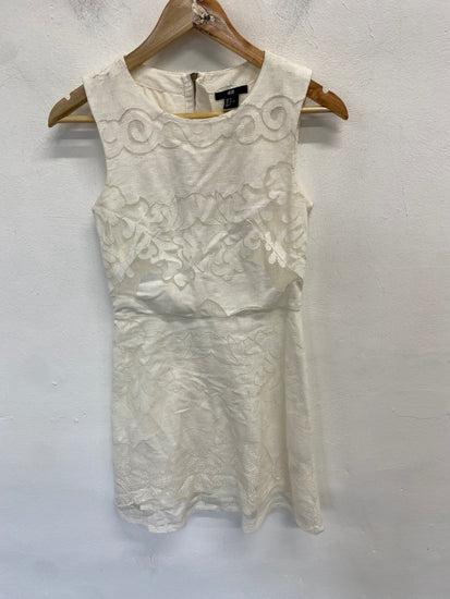 Gorgeous H&M Dress UK 8 Cream lace overlay midi boho RG020