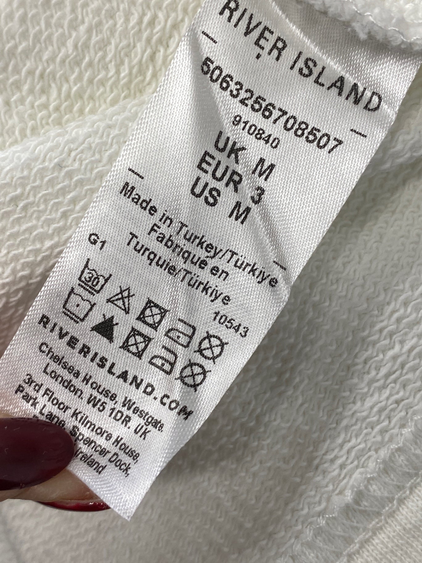 Fabulous River island Sweatshirt M Cream casual wear RG020