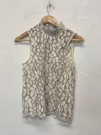 Fabulous H&M Sleeveless lace top Uk6 Ivory & black RG020
