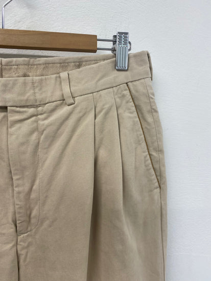 Classic Cifonelli chinos turn up leather trim 32”R Beige LC