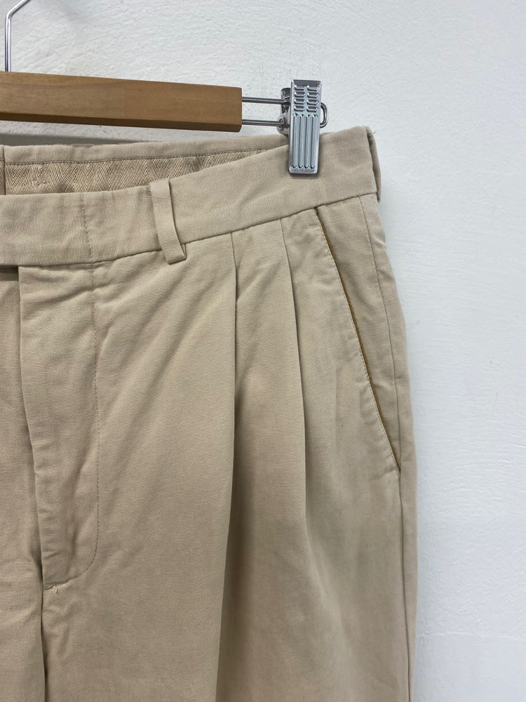 Classic Cifonelli chinos turn up leather trim 32”R Beige LC