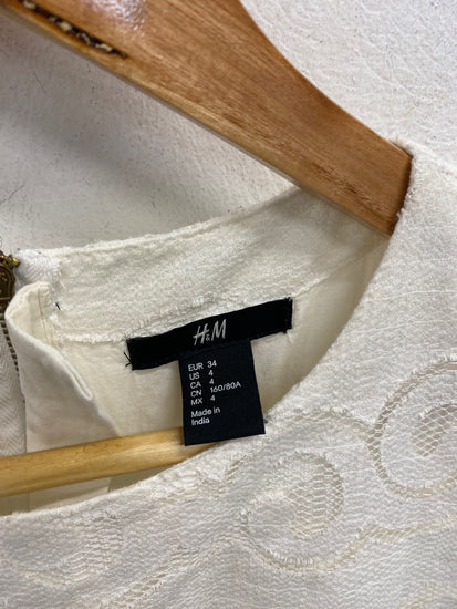 Gorgeous H&M Dress UK 8 Cream lace overlay midi boho RG020