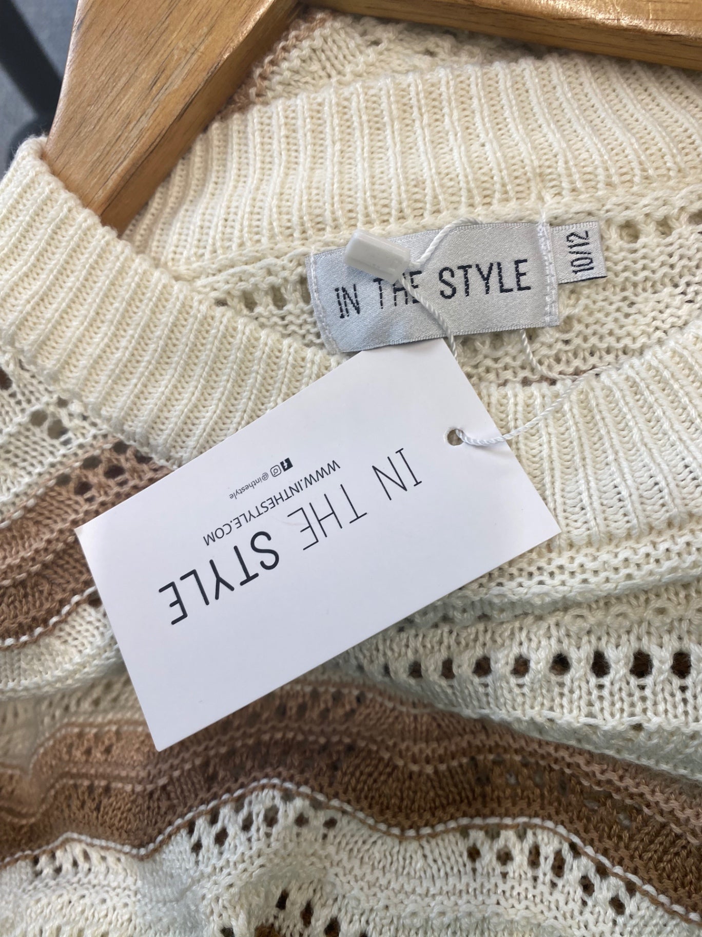 Fabulous IN THE STYLE crochet boho Sweater 10/12 Beige, Brown, Cream RG020