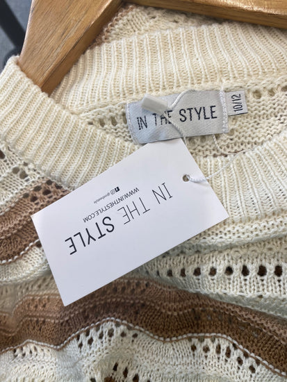 Fabulous IN THE STYLE crochet boho Sweater 10/12 Beige, Brown, Cream RG020