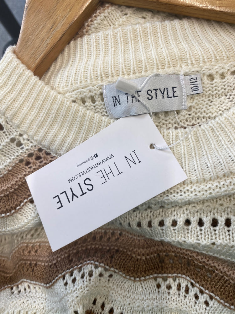 Fabulous IN THE STYLE crochet boho Sweater 10/12 Beige, Brown, Cream RG020