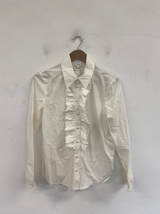 Fabulous River Island Ruffle Detail Blouse UK 8 Cream RG020