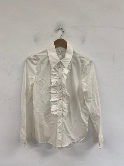 Fabulous River Island Ruffle Detail Blouse UK 8 Cream RG020