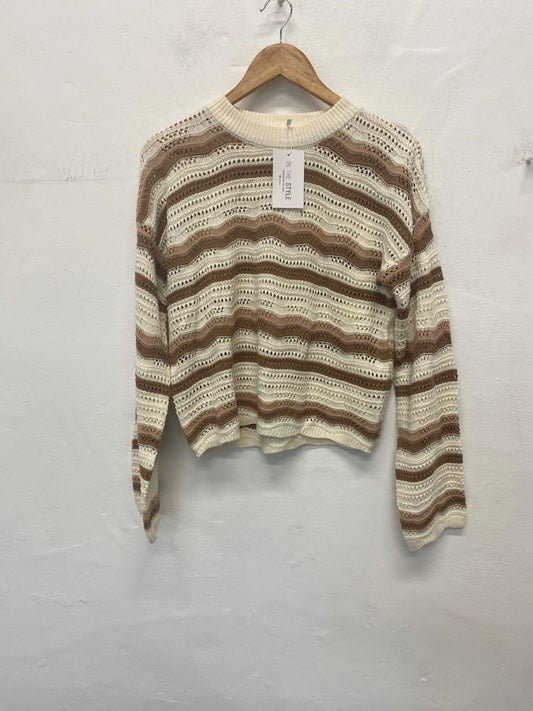 Fabulous IN THE STYLE crochet boho Sweater 10/12 Beige, Brown, Cream RG020