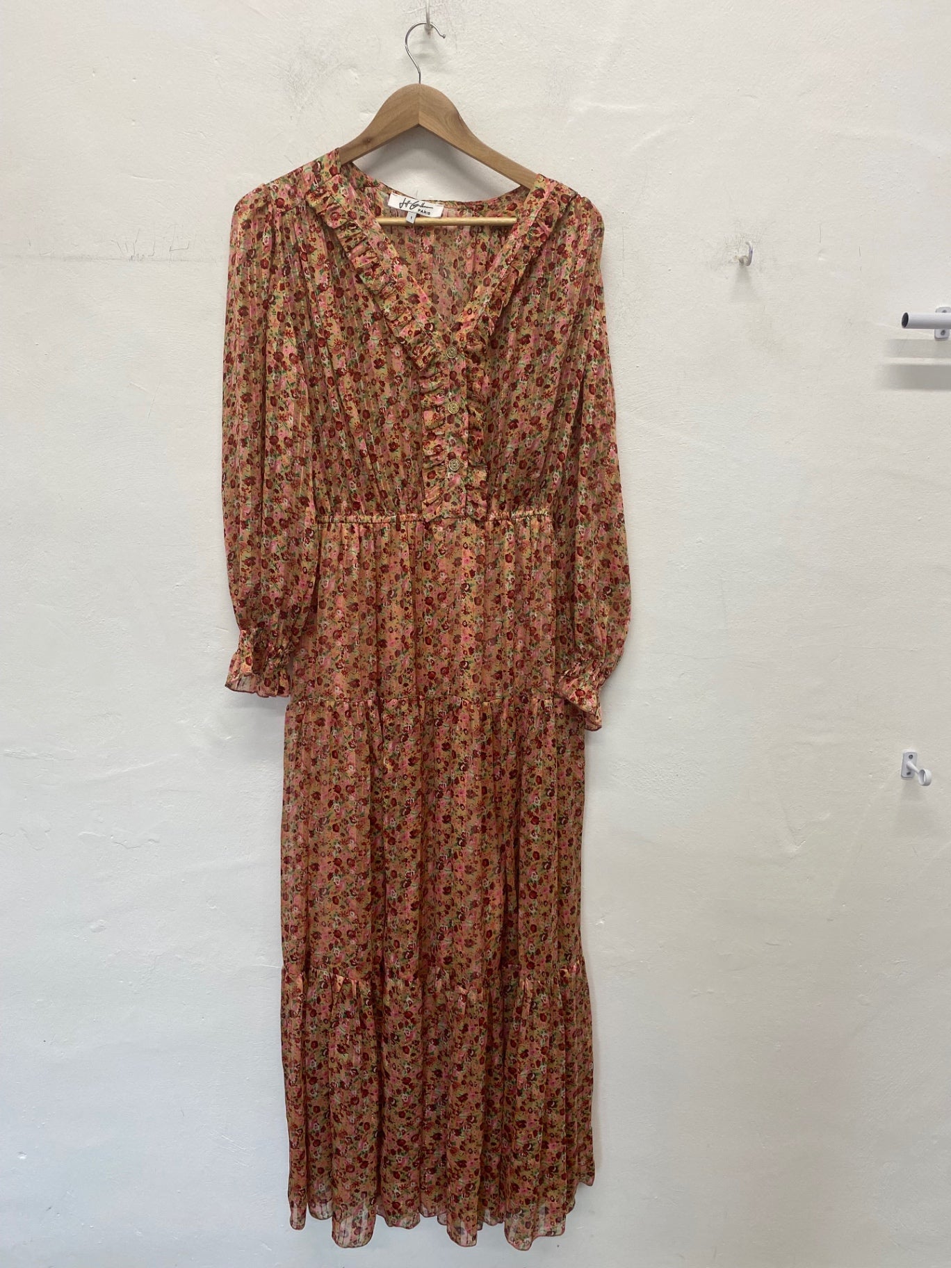 Fabulous Jeff Gallano Maxi Dress UK 12 Red and Green Floral RG020