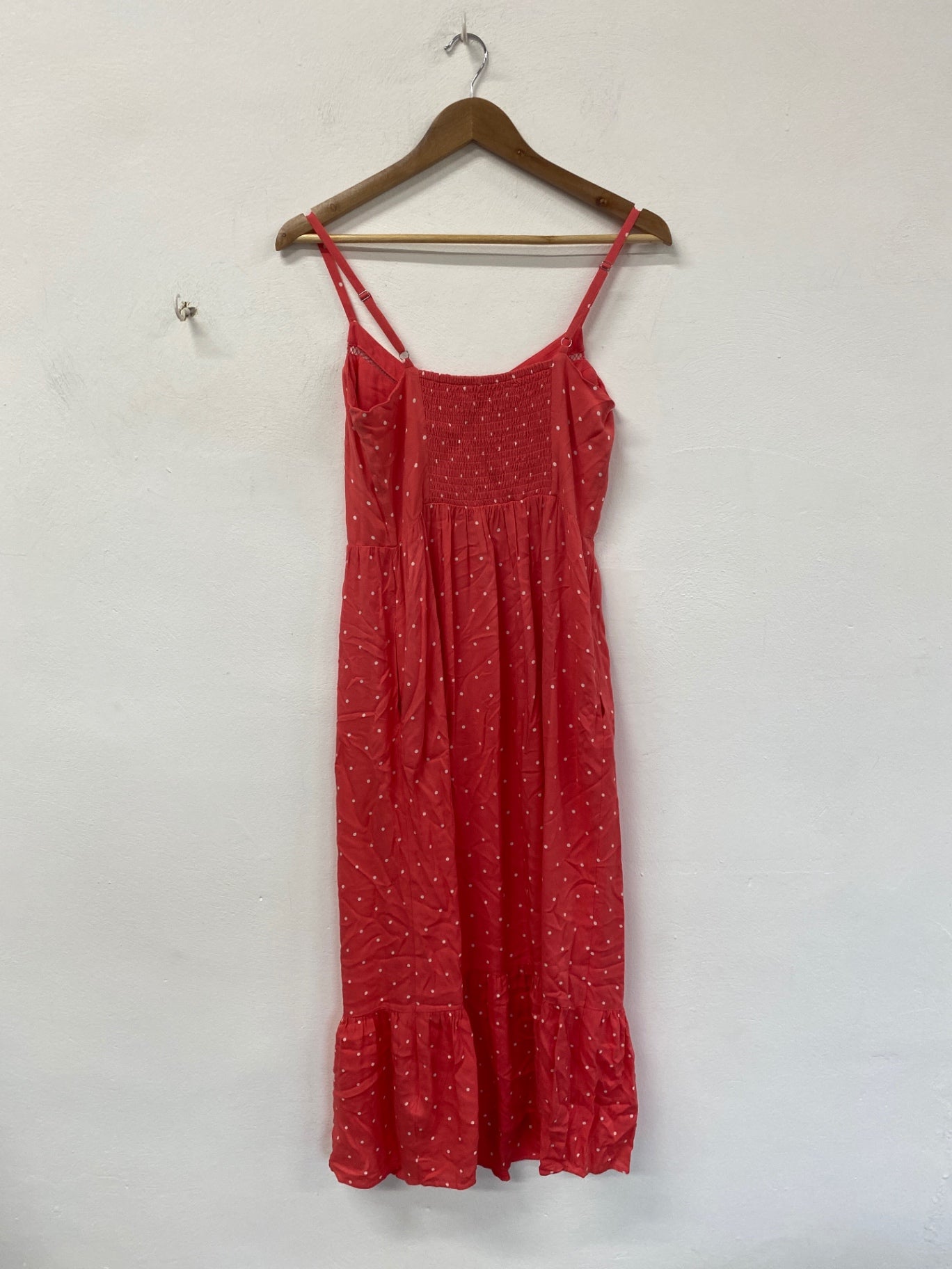 Marks and Spencer Boho Chic Midi Dress UK 8 Red & White Polkadot RG020