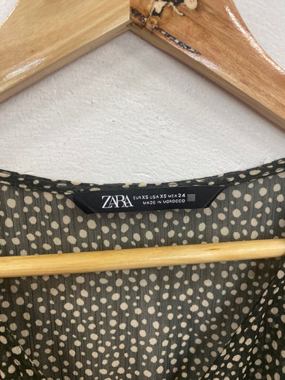 Fabulous Zara Semi Sheer Dress XS Black and Beige Polkadot RG020