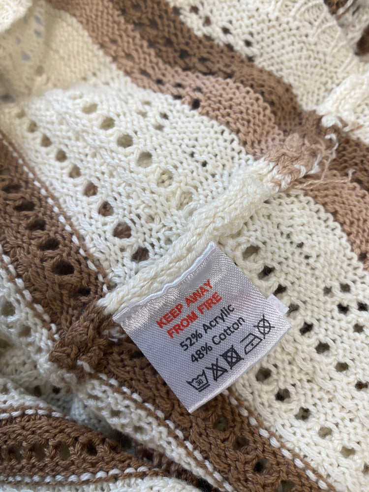 Fabulous IN THE STYLE crochet boho Sweater 10/12 Beige, Brown, Cream RG020