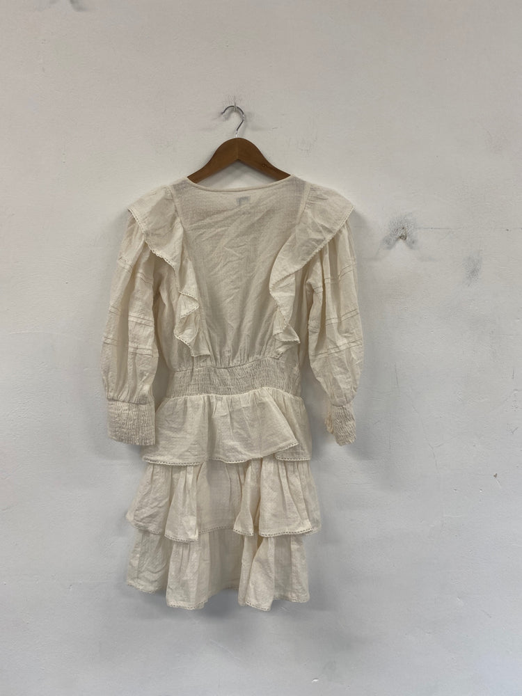 Boho Chic River Island Mini Dress Uk 6 Cream Lace RG020