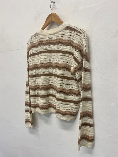 Fabulous IN THE STYLE crochet boho Sweater 10/12 Beige, Brown, Cream RG020
